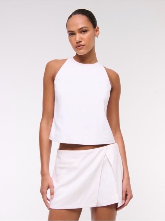 Abercrombie & Fitch Tops - Abercrombie & Fitch White Linen-Blend Open-Back Set Top Size Medium NWT 🛍️